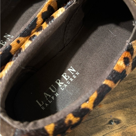 LAUREN Ralph Lauren Leopard Print Sneakers calf hair size 9B - Picture 5 of 10
